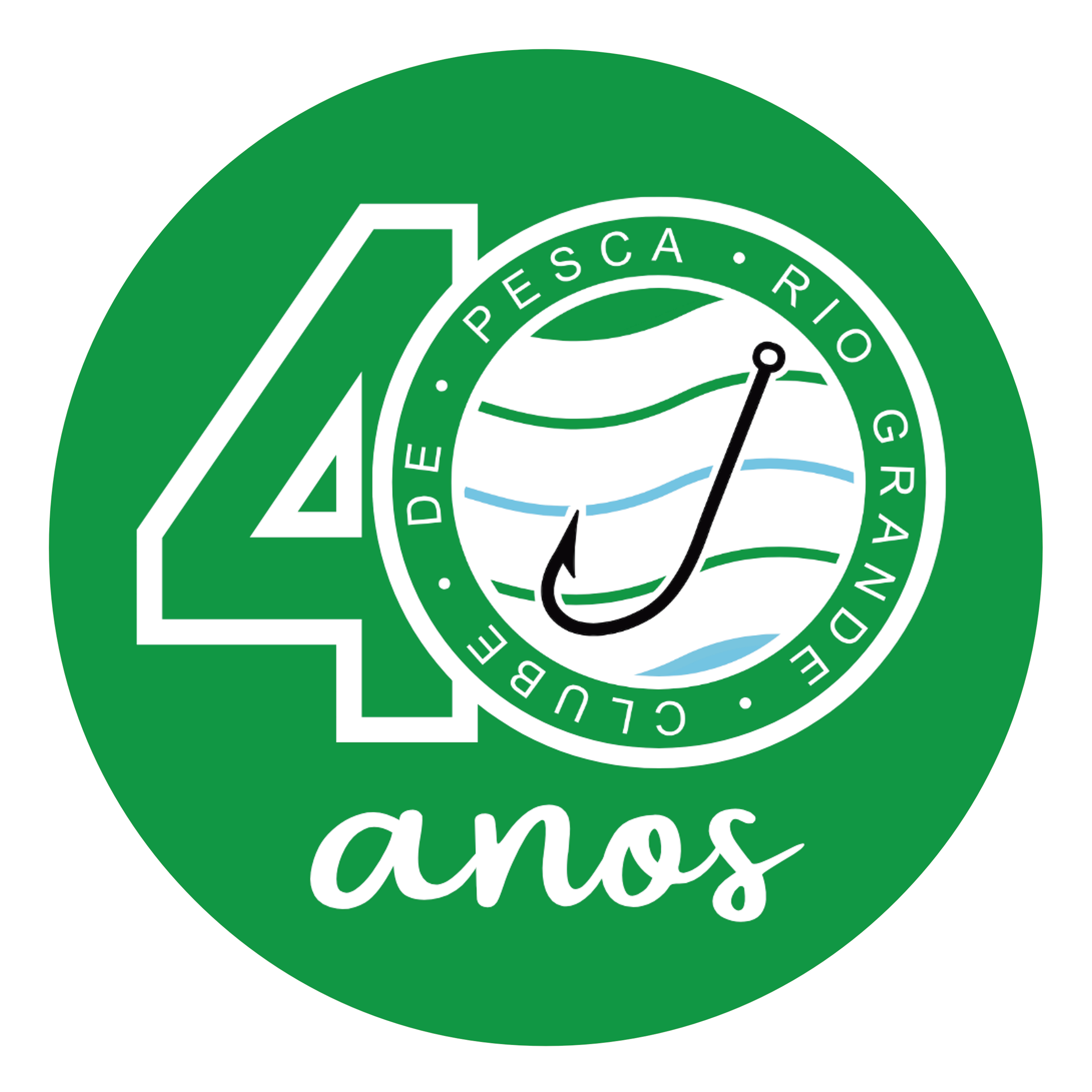 Logo comemorativa de 40 anos do Pesca Rio Grande Clube